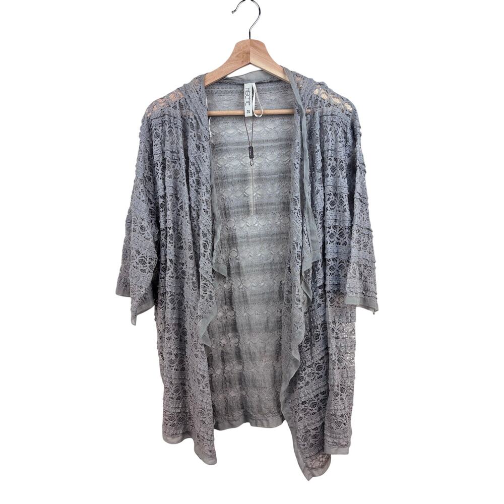 🤍 NWT Kische Open Front Lace Cardigan | Size 2X | Gray